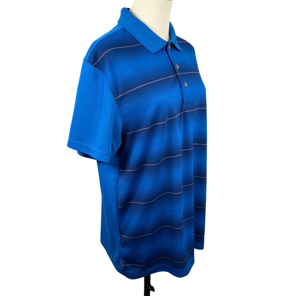 Grand Slam Mens L Polo Shirt Blue Slim Fit Striped Gradient Performance Golf - Picture 4 of 8